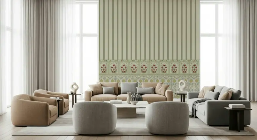 Bloom Stripe Border Wall Mural