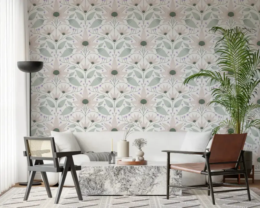 Bloom Symmetry Boho Wallpaper
