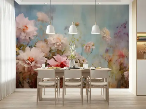 Soft Floral Watercolour Wall Mural