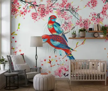 Cherry Blossom Birds Wall Mural