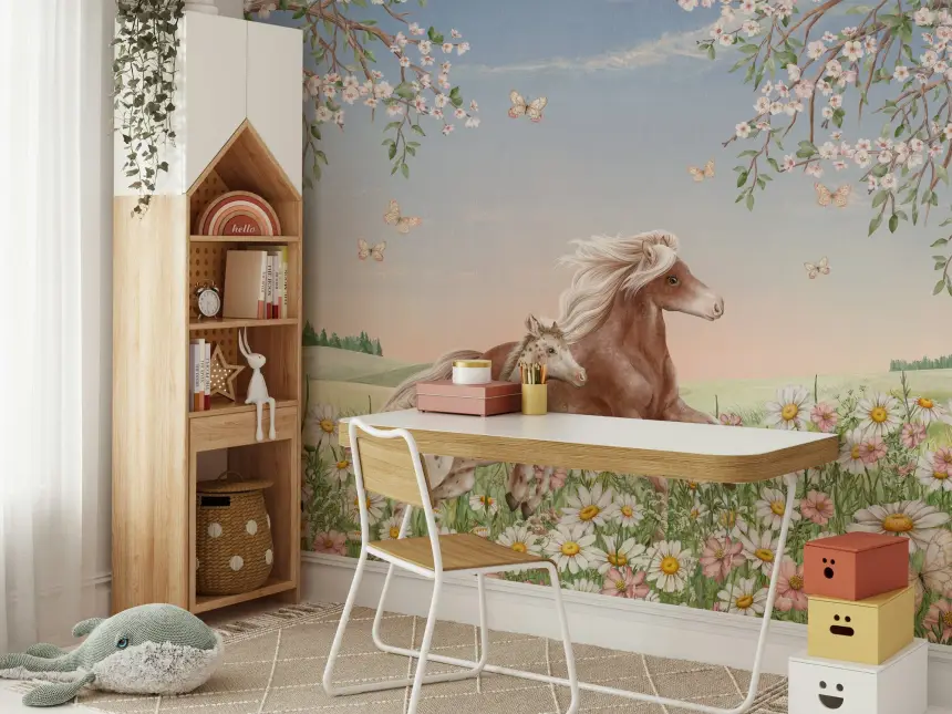 Blossom Horses Wall Mural