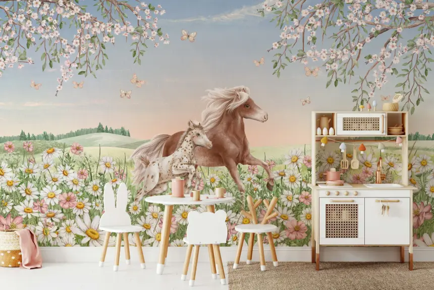 Blossom Horses Wall Mural