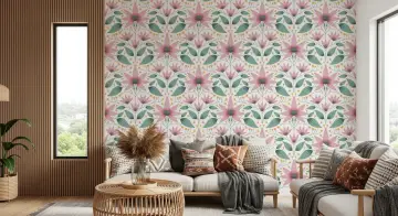Pink Floral Symmetry Wallpaper