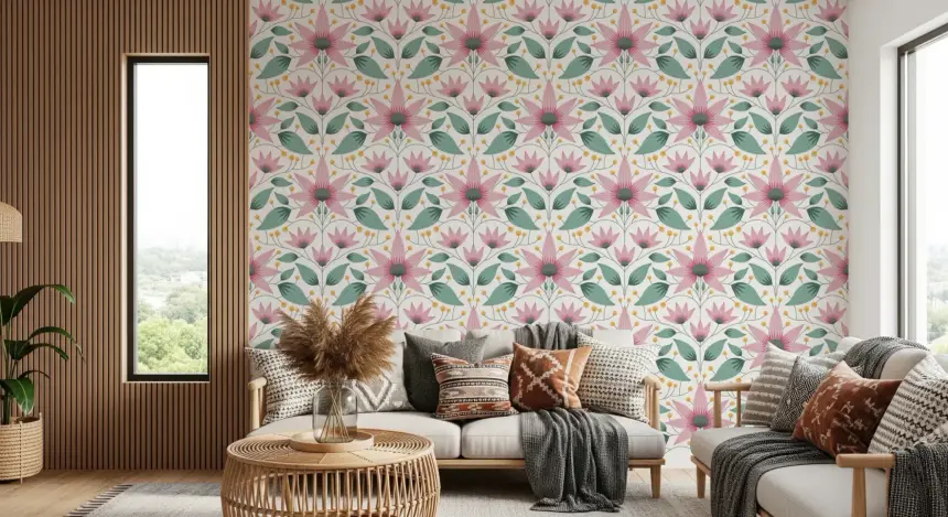 Blossom Symmetry Pink Wallpaper