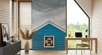 Blue Beach Hut Wall Mural