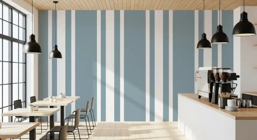 Blue Grey Ticking Stripe Wallpaper Farmhouse Wallpaper