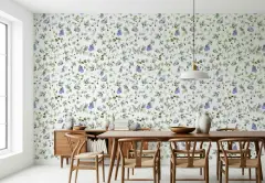 Butterfly and Botanical Leaf Wallpaper