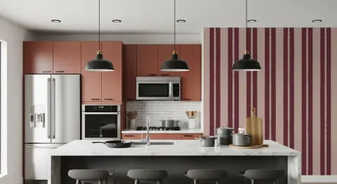 Berry and Blush Vertical Stripe Wallpaper