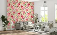 Pink Peony Floral Wallpaper