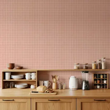 Blush Pink Hand Sketched Tile Pattern Wallpaper