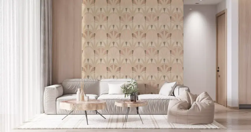 Blush Deco Foliage Wallpaper