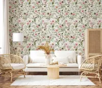 Blush Pink Watercolour Botanical Sprigs Wallpaper