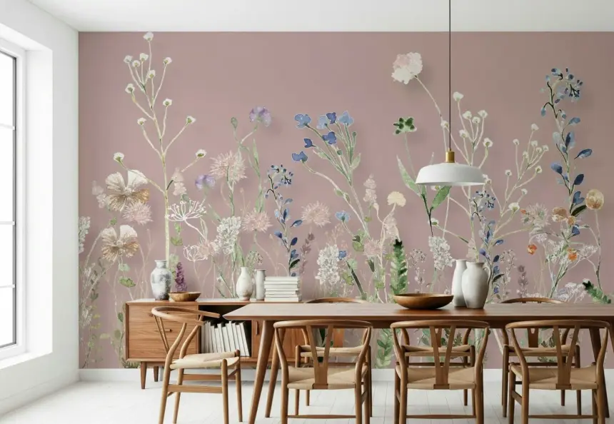 Blush Meadow Blooms Wall Mural - 3133173
