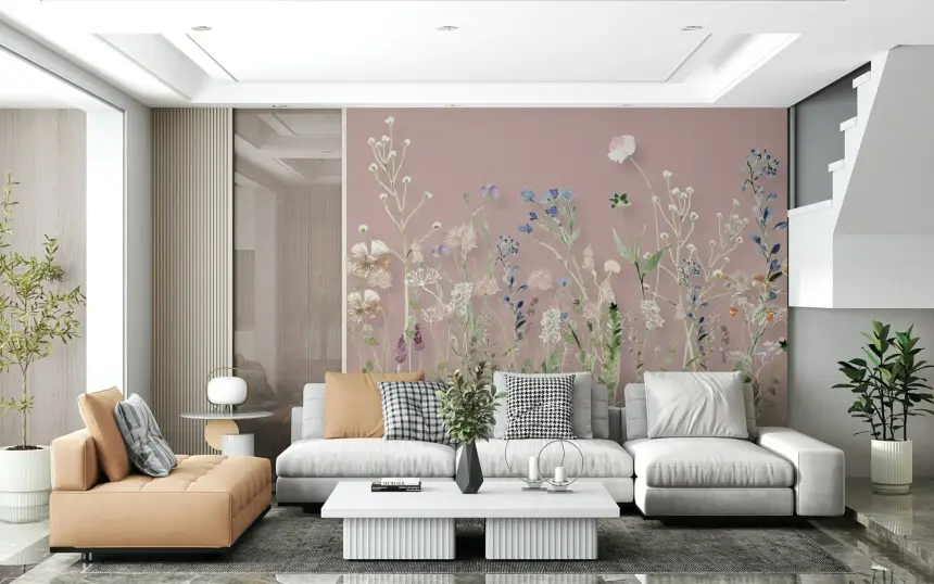 Blush Meadow Blooms Wall Mural - 3133173
