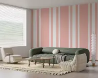 Vertical Stripe Pink and White Wallpaper