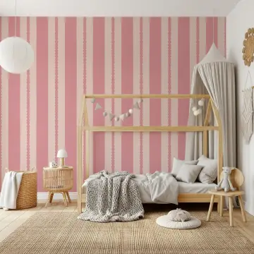 Pink and Beige Stripe Wallpaper