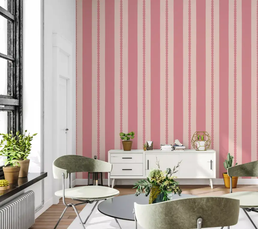 Blush Scallop Stripes Wallpaper