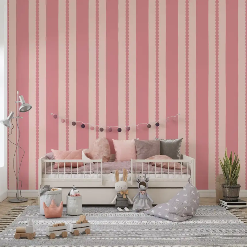 Blush Scallop Stripes Wallpaper
