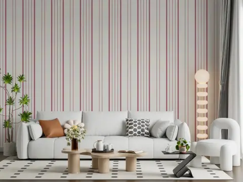 Muted Raspberry Pink Linear Stripe Wallpaper