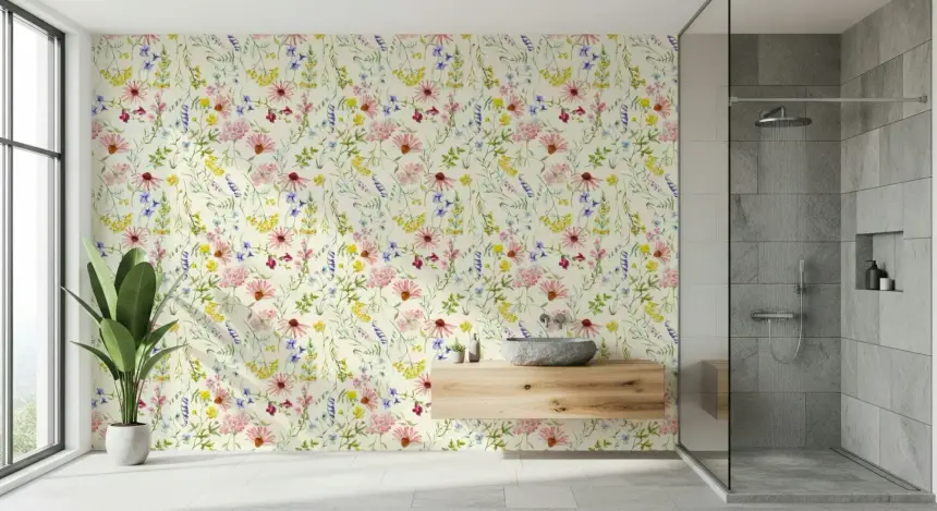Blush Wildflower Meadow Wallpaper