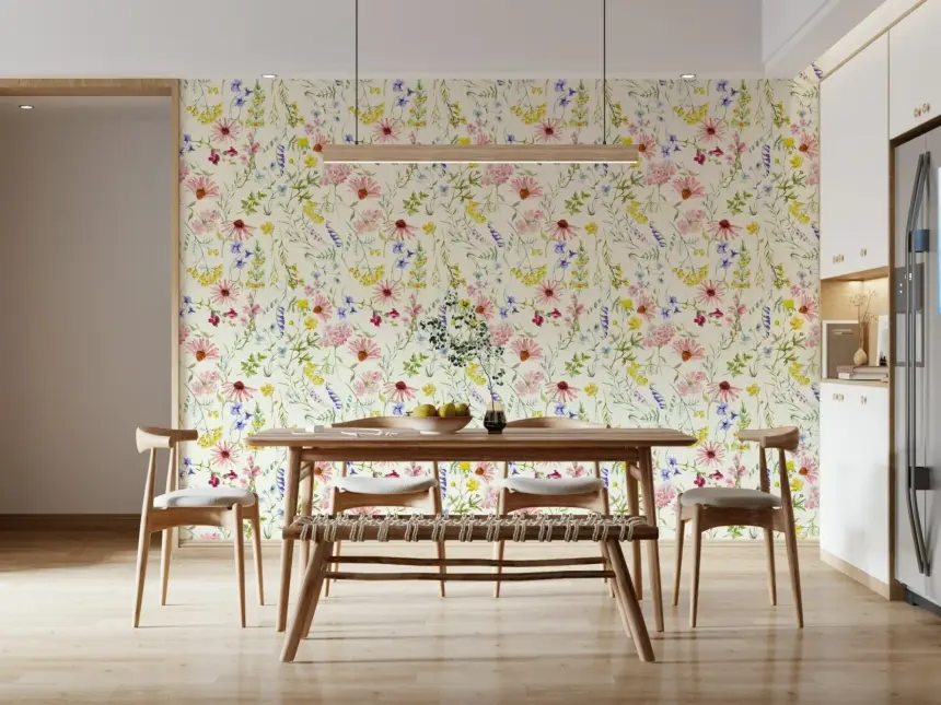 Blush Wildflower Meadow Wallpaper