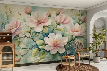 Soft Pink Floral Wall Mural