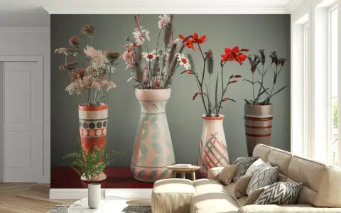 Floral Vases Wall Mural