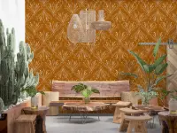 Art Nouveau Floral Mustard Wallpaper