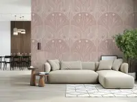 Art Nouveau Moth Floral Wallpaper in Pink and Cream