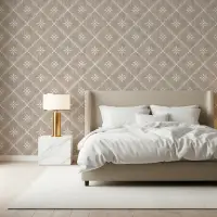 Beige Dotted Lattice Wallpaper