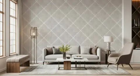 Subtle Geometric Dotted Trellis Wallpaper