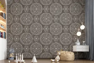 Circular Patterned Dark Grey Wallpaper