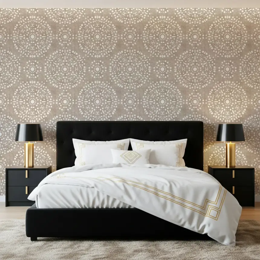 Boho Fireworks Grunge Earthy Beige Wallpaper
