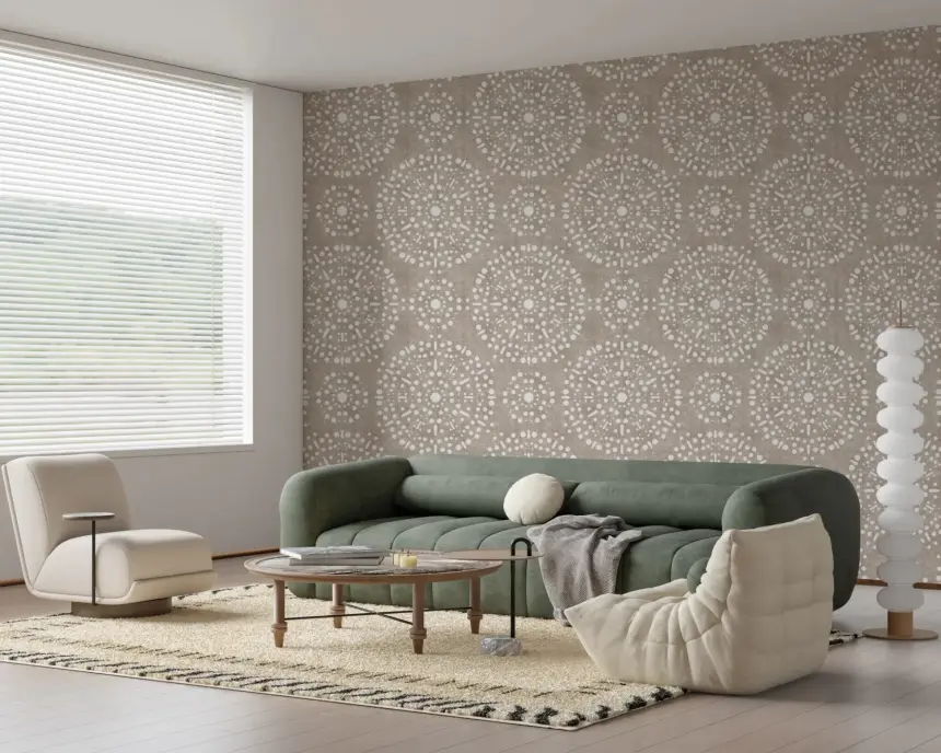 Boho Fireworks Grunge Earthy Beige Wallpaper