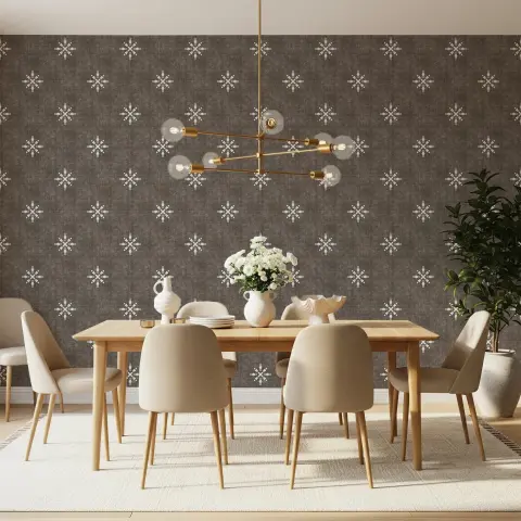 Minimalist Starburst Pattern Dark Grey Wallpaper