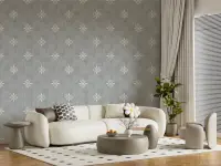 Grey Star Ornament Textured Wallpaper