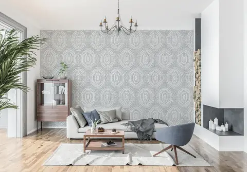 Geometric Octagon Pattern Grey Wallpaper