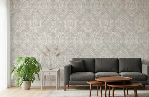 Geometric Oval Patterned Wallpaper