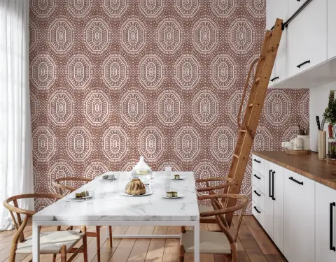 Terracotta Geometric Octagon Wallpaper