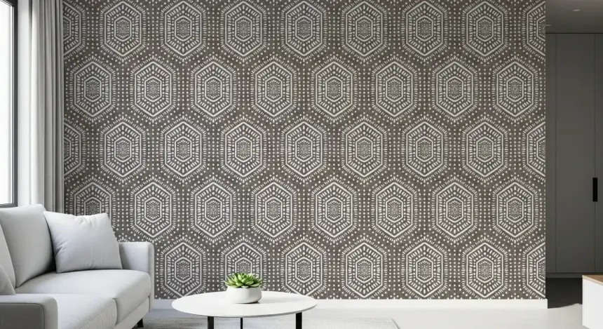 Boho Painted Grunge Dark Bark Wallpaper