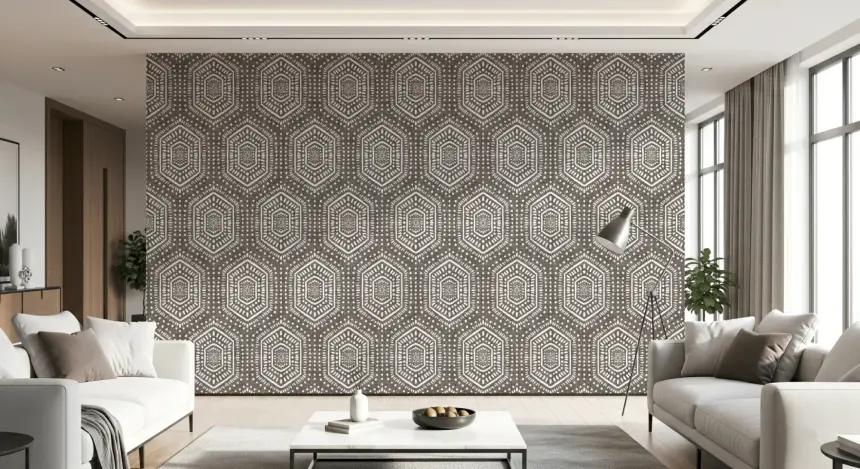 Boho Painted Grunge Dark Bark Wallpaper
