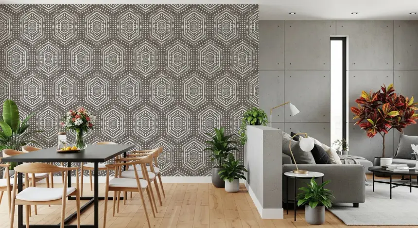Boho Painted Grunge Dark Bark Wallpaper