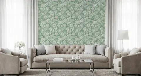 Seashell and Coral Patterned Aqua Wallpaper