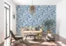Seashell and Coral Patterned Blue Wallpaper 3