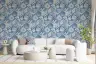 Seashell and Coral Patterned Blue Wallpaper 4