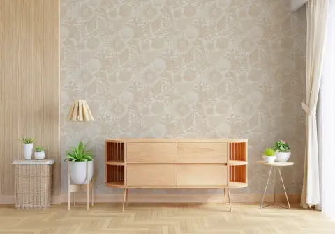 Soft Beige Oceanic Seashell Coral Wallpaper