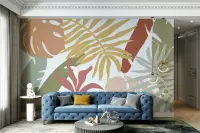 Sage Ochre Terracotta Layered Tropical Wallpaper Mural