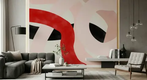 Abstract Red and Pink Swirls Wall Mural