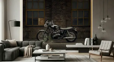 Classic Motorcycle Brick Wall Mural