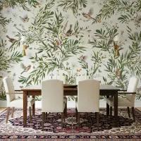 Botanical Bird and Branch Wallpaper